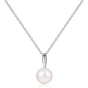 GAVU 925 Sterling Silver Freshwater Pearl Necklace for Women Gold/Silver, Handpicked AAA Single Pearl Pendant Necklace