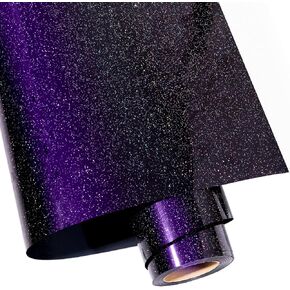 VINYL FROG 12"x5ft Chameleon Black Heat Transfer Vinyl, Gradient Black to Purple Shimmer HTV Vinyl, Glossy Metallic Iron on Vinyl for T-Shirt Easy to Cut and Weed