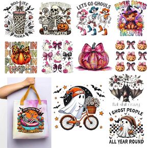 TransWonder DTF-Transfers-Ready-to-Press Halloween DTF Transfers Ready to Press Halloween Iron on Transfers Halloween Iron on Patches for Tshirts Clothes Pillows (12 PCS)
