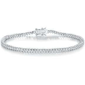 TIKJE 3 Prong Tennis Bracelet 925 Sterling Silver 3-5mm Cubic Zirconias | Classic White Gold Bracelets for Women | Size 6-8.5 inches