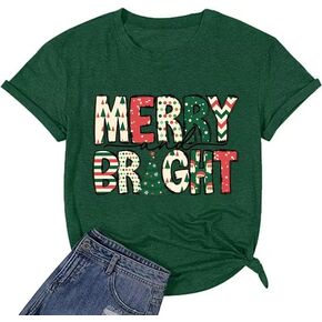 Merry Christmas Shirts for Women Funny Snowflake Graphic Print Holiday T Shirt Winter Casual Short Sleeve Xmas Tee Tops in Kuwait