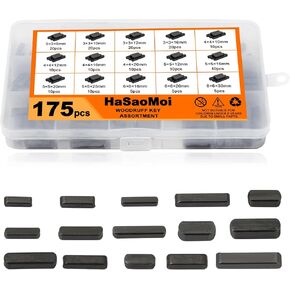530pcs Metric Woodruff Key Assortment Kit with 37 Sizes,Include 240pcs Woodruff Half Moon Key, 290pcs Stainless Steel Round Ended Feather Key for Fasteners Mechanical Industry Crankshaft
