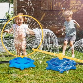 2 in 1 Water Sprinkler for Kids, Toddlers Sprinklers Toy with Roating Spray Nozzles Outdoor Water Summer Play Sets for Girls Boys Ages 3-5 4-8 Backyard Lawn Game Sprinkler Toy for Family Play