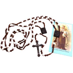 Westmon Works Scapular Rosary Combination Set Acrylic Beads and Cord with Our Lady of Mount Carmel Holy Card