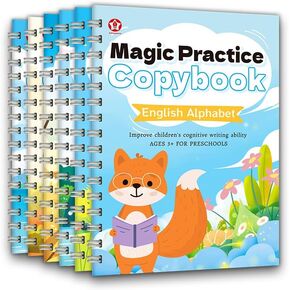 6 books, Magic Grooved Handwriting Practice Sheets, Dual Training for Numbers & Writing Skills, Kindergarten Pen Control, Kids copybooks