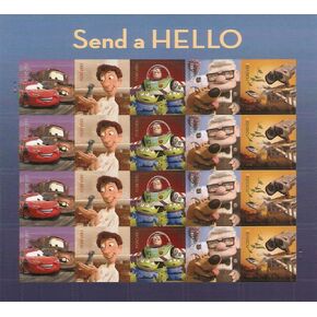 Send a Hello Pixar Films Sheet of 20 Forever Stamps Scott 4553-57 By USPS