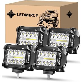 4 Inch LED Pod Lights Spot Flood Combo Beam 4PCS White LED Light Bar Triple Rows Driving Off Road Lights LED Cube Work Lights for Truck Tractor Excavator GMC ATV SUV UTV Boat IP68 Waterproof