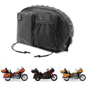 Motorcycle Sissy Bar Bag, Driver Backrest Tour Pack Organizer Kit, Rider Back Rest Seat Pocket Compatible with Harley Touring Street Glide CVO Road Glide Limited Tri Glide Softail Dyna