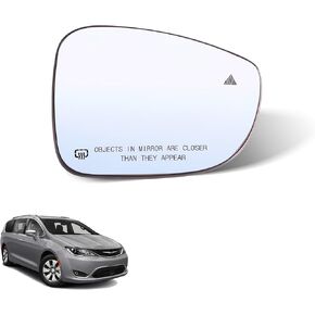 Right Side Mirror Glass w/Heated|Blind Spot Detection Compatible for 2017-2023 Chrysler Pacifica Passenger Mirror Glass Replacement 68318282AB ﻿