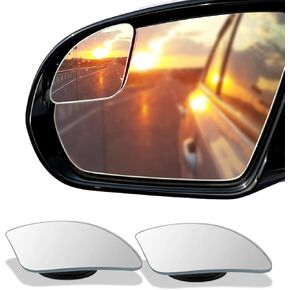 2PCS Fan Shaped Car Blind Spot Mirrors, HD Glass Frameless Convex Wide Angle Mirror, Adjustable Car Auxiliary Universal Rear View Mirror Exterior Accessories for Car Truck SUV (Fan Shaped-Frameless)