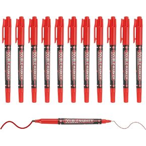 M&G Permanent Markers Dual Ultra Fine Point Tip(1.5mm+0.5mm), 12 Pack Quick Dry Waterproof Fiber Tip Pens for Paper, Glass, Plastic, Wood, Stone, Metal Surface, Black