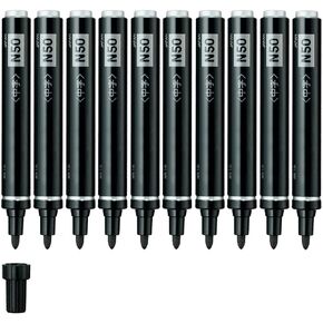 Permanent Marker Pens, Black Cap Style, Medium Tip, Set of 10, N50-AD