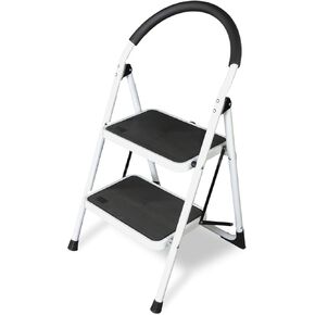 Big Red 4 Step Ladder, 400 Ergonomic Folding Stool with Anti-Slip Pedal, Step Stool with Padded Handle for Kitchen, Household, Offices, ATRJZ9034XR, Torin