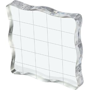 YOKIVE Acrylic Stamp Block with Grid Lines Decorative, Transparent Acrylic Blocks Wave, Great for Daily DIY, Crafts, Invitations, Cards (2" x 2")