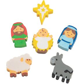 Bulk Mini Nativity Eraser Assortment - 144 Pieces - Christmas Party Favors, Stocking Stuffers and Giveaways