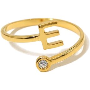 Gold Rings for Women Non Tarnish 18K Gold Plated Adjustable Initial Rings for Women Dainty Gold Rings Stackable Thumb Pinky Ring for Women Simple Fashion Gold Rings Jewelry