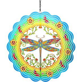 Dragonfly Wind Spinners Gifts for Women Mom Grandma Wife,Hanging Metal Wind Spinner for Outdoor Indoor Decorations,12 inch Kinetic Sculpture Outdoor Decor Garden Yard