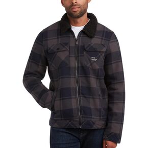 Hurley Men's Flannel Trucker Jacket - Sherpa Lined Fleece Plaid Collared Shirt Jacket - Classic Flannel Shirts for Men (S-XL)
