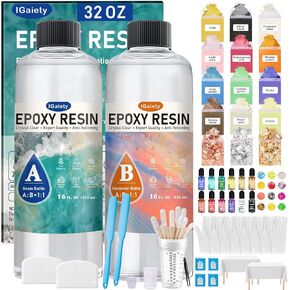IGaiety Epoxy Resin Kit, 2 Gallon Epoxy Resin, Clear Resin High-Gloss Deep Pour Epoxy Resin Self-Leveling Casting Resin No Yellowing Epoxy Kit Perfect for DIY Crafts, Table Tops (1Gallon x 2)