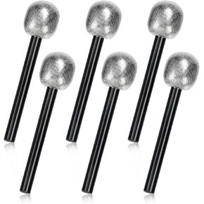 6 Pack Silvery Glittered Microphone, Fake Bling Prop Microphone Fake Karaoke Microphone Toy Microphone for Rock Singer Disco Decorations Game Show, Costume Prop, Music Party Favors