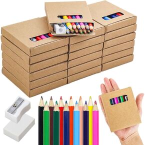 20 Boxes/240Pcs Mini Drawing Colored Pencils Bulk,3.5 Inch Portable Short Fat Pencils Bulk Pre Sharpened Coloring Pencils with Sharpener Eraser for Kids Painting, Back to School Supplies in Kuwait