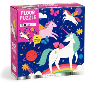 Mudpuppy Unicorn Magic – 25 Piece Floor Puzzle with 6 Colorful Shaped Pieces Featuring A Magical Trio of Unicorns