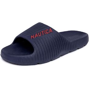 Nautica Men's Athletic Slides Sport Shower Sandals for Indoor & Outdoor - Slip Resistant, Lightweight, Durable and Comfortable