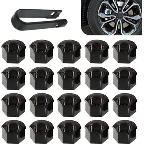 Pack-21 Car Tire Screw Cap, 0.82"/21mm Waterproof Dustproof Bolt Protection Cover with Disassembly Tool, Wheel Lug Nut Covers Decoration Shell, Universal for Most Cars Accessories (Black)