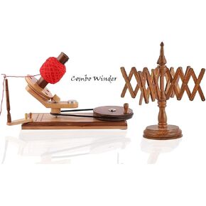Brainmart Wooden Swift Yarn Umbrella Winder - Not a Chine Product - Hand Operated Knitting, Thread, Skein Tools Holder, Wool String Winder Machine (Combo Signature)