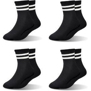 4 Pairs Toddler Socks Boys Socks Kids School Athletic Stripe Socks for Boys Girls Children 1-12 Years