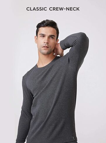 مجموعة DAVID ARCHY للرجال مبطنة بالصوف القطني Shu Velveteen شريط فائق النعومة للشتاء دافئ من الأعلى والأسفل مجموعة حرارية طويلة جون مع طيران (XL، شريط رمادي داكن) in Kuwait