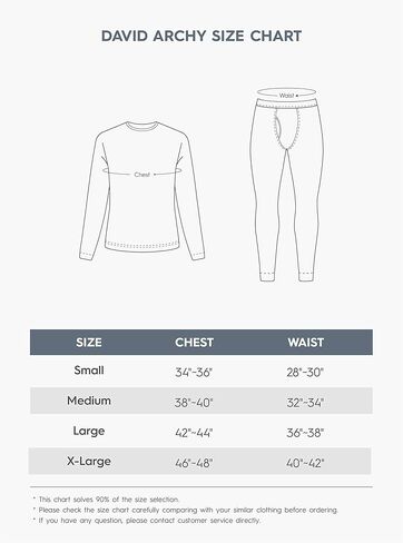مجموعة DAVID ARCHY للرجال مبطنة بالصوف القطني Shu Velveteen شريط فائق النعومة للشتاء دافئ من الأعلى والأسفل مجموعة حرارية طويلة جون مع طيران (XL، شريط رمادي داكن) in Kuwait