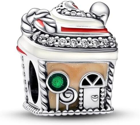 Pandora Festive Gingerbread House Charm - Compatible Moments Bracelets - Jewelry for Women - Gift for Women in Your Life - Made with Sterling Silver, Cubic Zirconia & Enamel, No Gift Box in Saudi Arabia