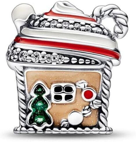 Pandora Festive Gingerbread House Charm - Compatible Moments Bracelets - Jewelry for Women - Gift for Women in Your Life - Made with Sterling Silver, Cubic Zirconia & Enamel, No Gift Box in Saudi Arabia