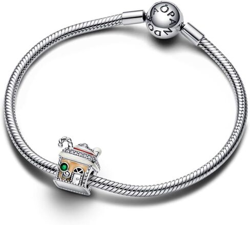 Pandora Festive Gingerbread House Charm - Compatible Moments Bracelets - Jewelry for Women - Gift for Women in Your Life - Made with Sterling Silver, Cubic Zirconia & Enamel, No Gift Box in Saudi Arabia