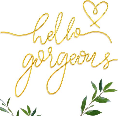 Hicarer Hello Gorgeous Metal Wall Art Decor Minimalist Wall Decoration Metal Hello Gorgeous Decorative Sign for Living Room Office Bedroom Hotel Home Wall Decoration (Gold) in Saudi Arabia