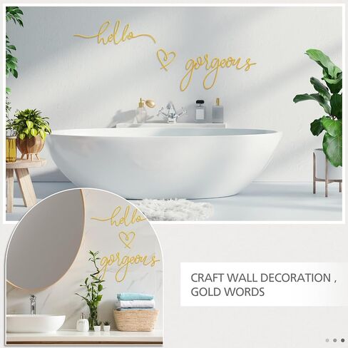 Hicarer Hello Gorgeous Metal Wall Art Decor Minimalist Wall Decoration Metal Hello Gorgeous Decorative Sign for Living Room Office Bedroom Hotel Home Wall Decoration (Gold) in Saudi Arabia