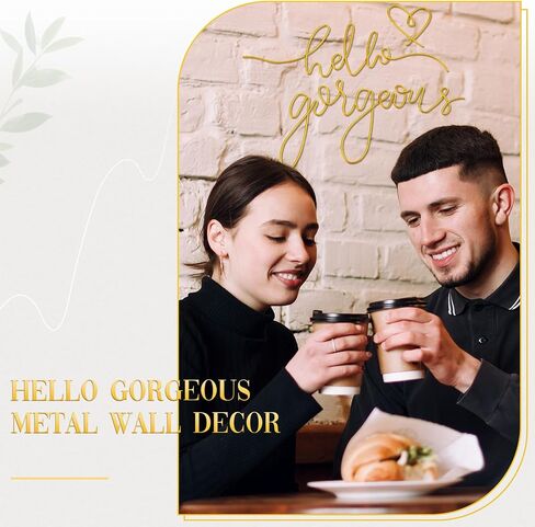 Hicarer Hello Gorgeous Metal Wall Art Decor Minimalist Wall Decoration Metal Hello Gorgeous Decorative Sign for Living Room Office Bedroom Hotel Home Wall Decoration (Gold) in Saudi Arabia