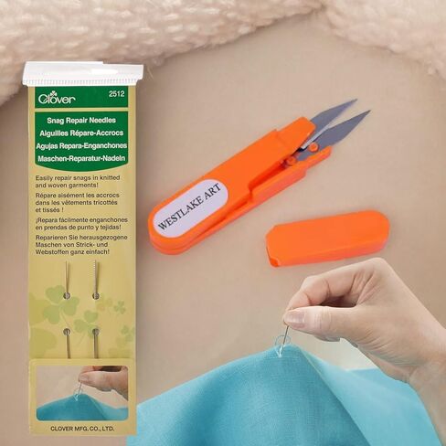 Snag Repair Needle, 0.16 oz, Bundle with Westlake Art Embroidery Scissors - Silver Metal Curved Needles & Upholstery Needles, Fine Pointed Tips, Fabric Repair~[Pack of 3] in Saudi Arabia