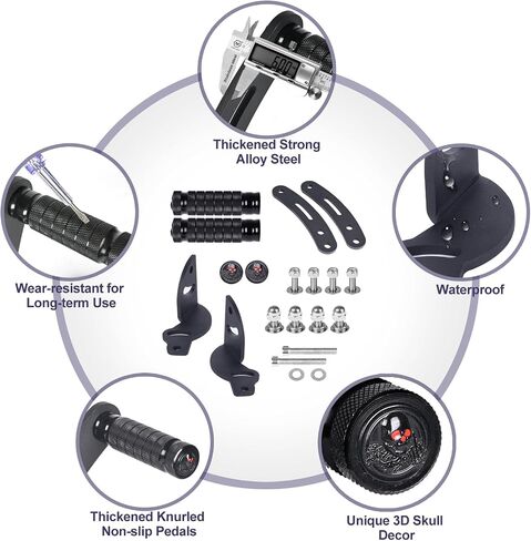 ATV Foot Pegs, Adjustable Floor Board Highway Footpegs Foot Rests Extension Peg Mount Kit, For Can Am Spyder F3 Floorboard Models 2015-2023 (3D Skull) in Saudi Arabia