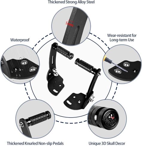ATV Foot Pegs, Adjustable Floor Board Highway Footpegs Foot Rests Extension Peg Mount Kit, For Can Am Spyder F3 Floorboard Models 2015-2023 (3D Skull) in Saudi Arabia
