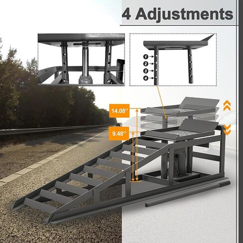 CuisinSmart Auto Car Truck Service Ramps Lifts, 2pcs 5 Ton Portable Heavy Duty Hydraulic Car Ramps, Lift Ramp for Truck Vehicle Auto Garage Repair red in Saudi Arabia
