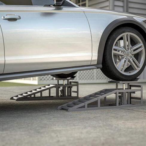 CuisinSmart Auto Car Truck Service Ramps Lifts, 2pcs 5 Ton Portable Heavy Duty Hydraulic Car Ramps, Lift Ramp for Truck Vehicle Auto Garage Repair red in Saudi Arabia