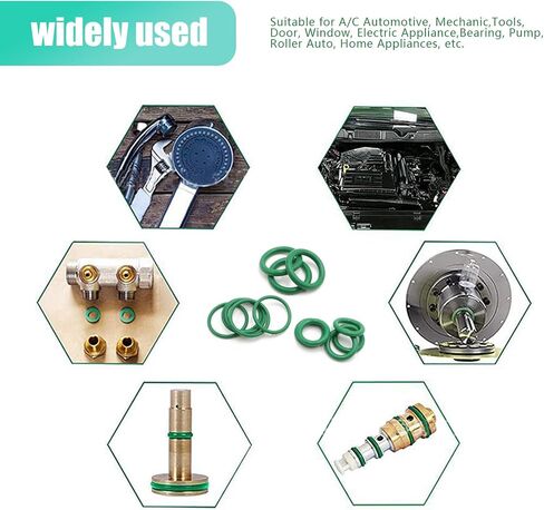 270 PCS Automobive O-Ring Rubber Ring Assortment Set, 18 Sizes of Air Conditioning Compressor Seals with Box, Oil and Heat Resistant Seal Repair Parts, Universal Accessories for Cars (Green) in Saudi Arabia