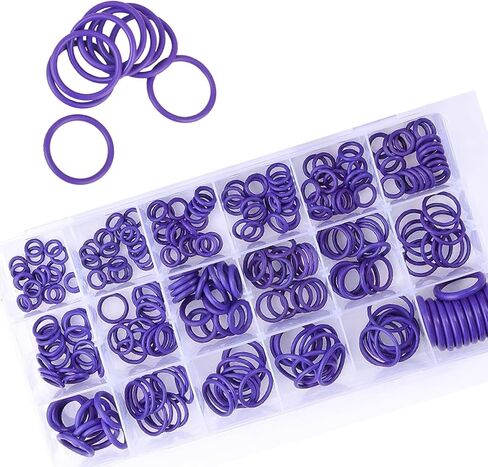 270 PCS Automobive O-Ring Rubber Ring Assortment Set, 18 Sizes of Air Conditioning Compressor Seals with Box, Oil and Heat Resistant Seal Repair Parts, Universal Accessories for Cars (Green) in Saudi Arabia