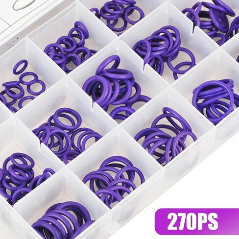 270 PCS Automobive O-Ring Rubber Ring Assortment Set, 18 Sizes of Air Conditioning Compressor Seals with Box, Oil and Heat Resistant Seal Repair Parts, Universal Accessories for Cars (Green) in Saudi Arabia