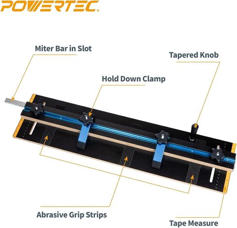 POWERTEC 71391 نظام قياس الدقة لمنشار الطاولة مع 27 زاوية توقف وشريط ميتري مشقوق 3/4 بوصة × 3/8 بوصة مع لوحة فتحة T قابلة للإزالة؛ يتضمن سياج T-Track متعدد مقاس 24 بوصة × 3 بوصة مع مقياس، وإيقاف فليب T-track in Saudi Arabia