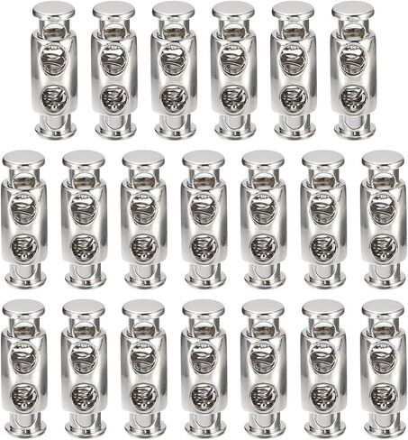 uxcell 20pcs Metal Cord Locks, 3.8mm Double Hole Spring Stopper Fastener Slider Toggles End for Drawstrings Bags Backpack Clothing Lanyards, White Nickel in Saudi Arabia