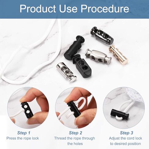 uxcell 20pcs Metal Cord Locks, 3.8mm Double Hole Spring Stopper Fastener Slider Toggles End for Drawstrings Bags Backpack Clothing Lanyards, White Nickel in Saudi Arabia