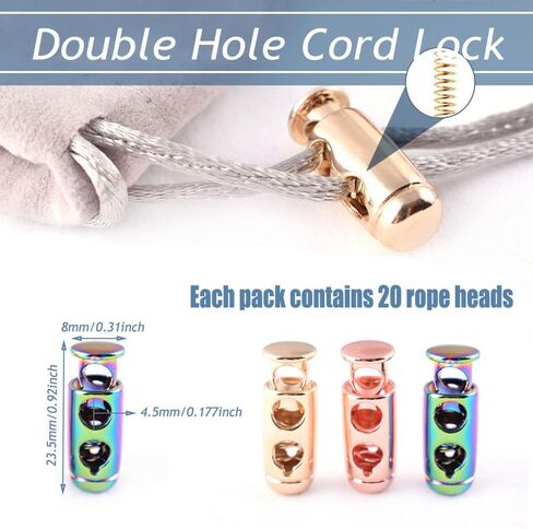 قفل إيقاف زنبركي معدني من noyin - قفل سلك زنبركي ذو فتحة مزدوجة وطرف تبديل دائري للملابس والحقائب والأحذية والحرف اليدوية DIY 20 قطعة (قوس قزح)، 4.5 مم in Kuwait